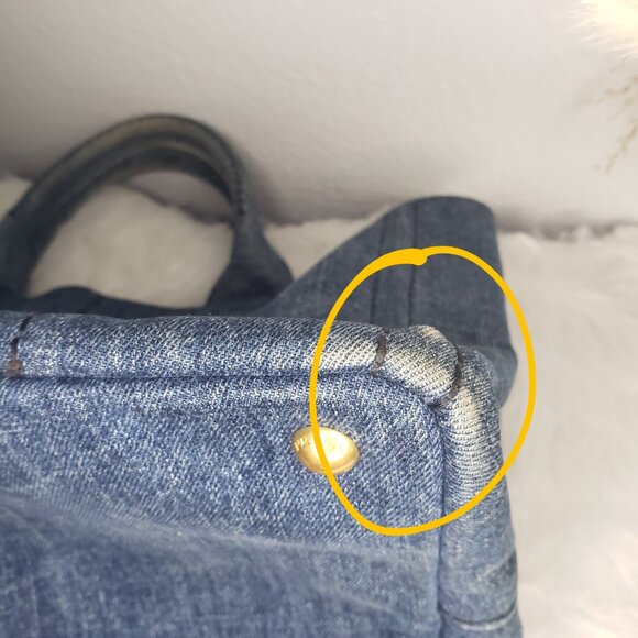 Prada Two-Way Canapa Tote - Blue Denim w/ Original Crossbody Strap & COA - Picture 10 of 17